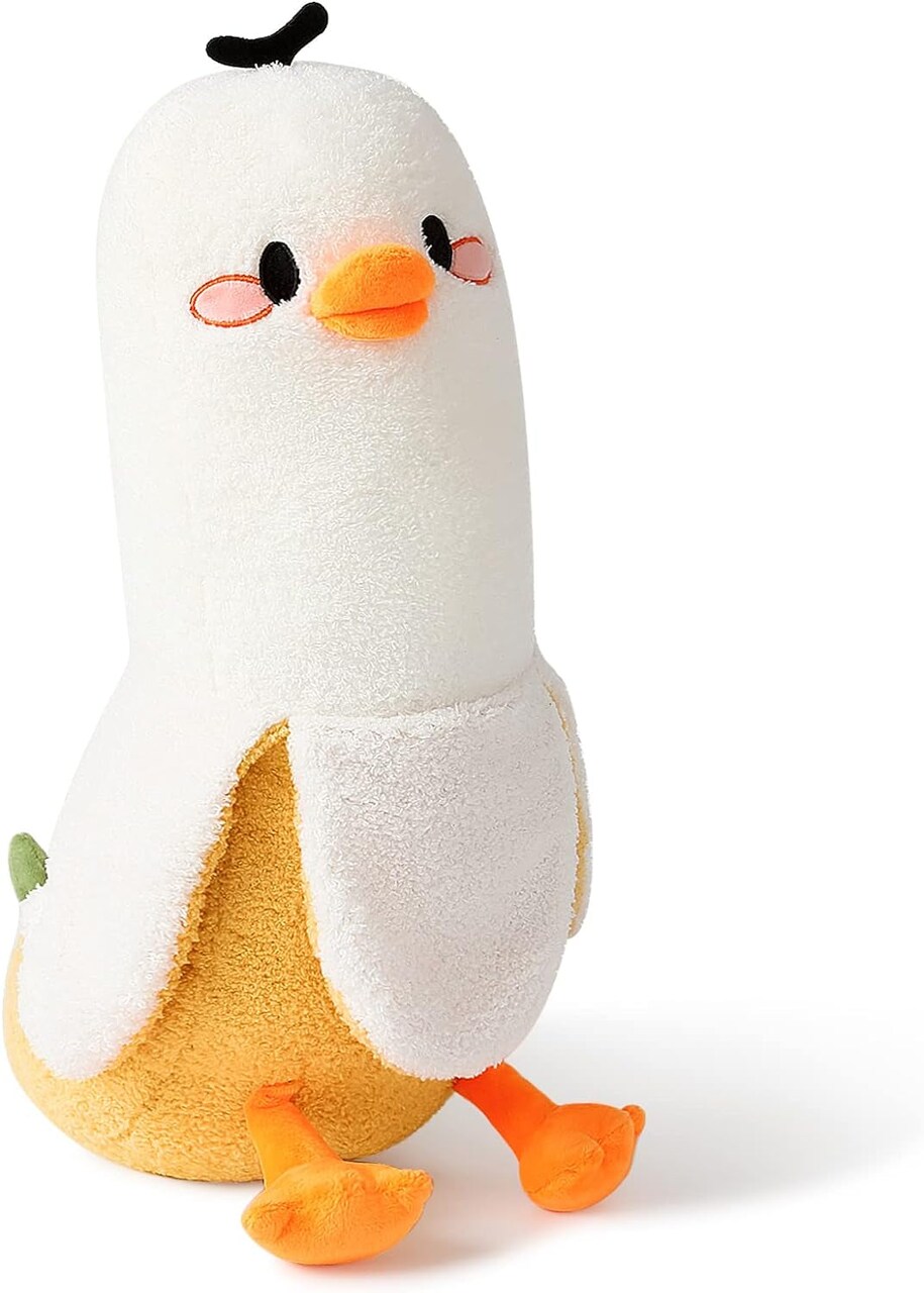 Banana Duck Plush Pillow Duck Stuffed Animal Cute Banana Plushie for Girls and Boys White 19.7"